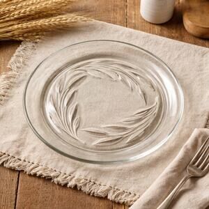 Vtg Willow Clear Wheat Pattern Plates Set Of 4 Glass Farmhouse Cottagecore Event